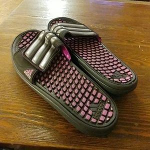 Purple Adidas Slide Ons